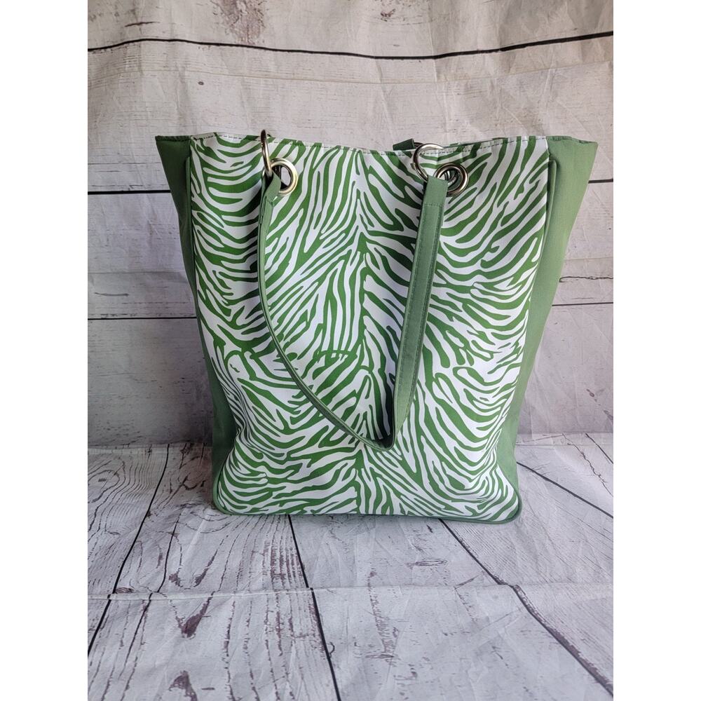 Green Zebra Print Tote Bag Purse Large Shoulder Handbag Casual Carryall Unbrande